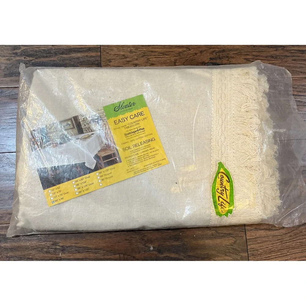 Vintage TABLECLOTH Cream Color 66x86 SLEATER Splendor Fabric Soil‎ Releasing NOS
